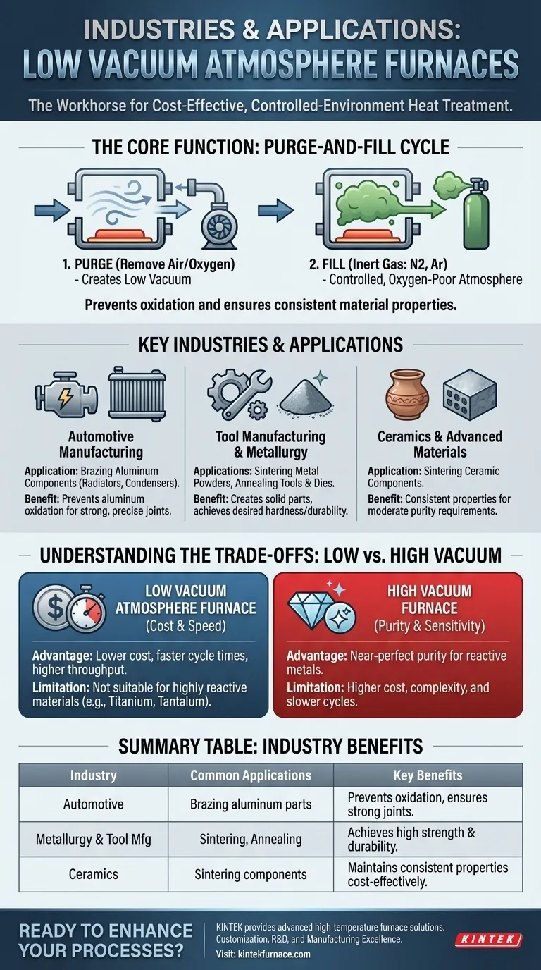 What industries commonly use low vacuum atmosphere furnaces? Key Sectors for Cost-Effective Heat Treatment Visual Guide
