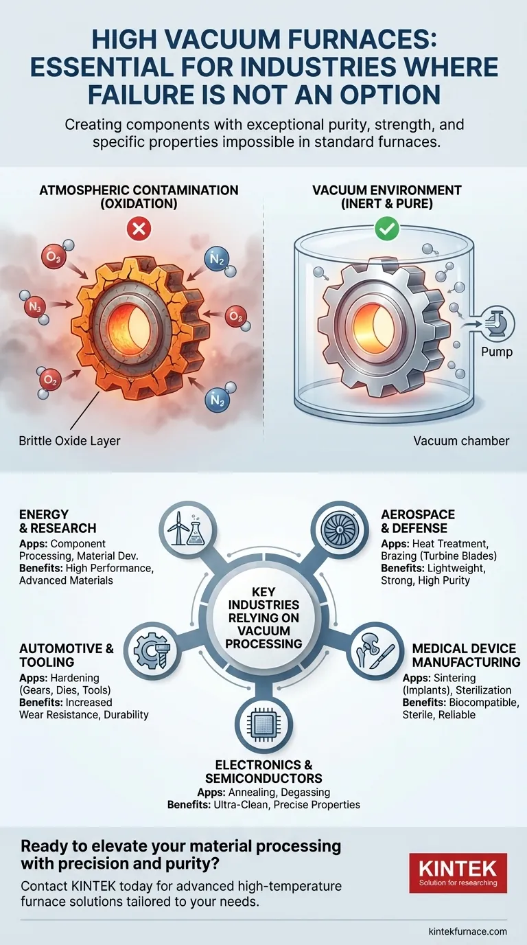 What industries commonly use high vacuum furnaces? Unlock Purity and Strength for Critical Applications Visual Guide