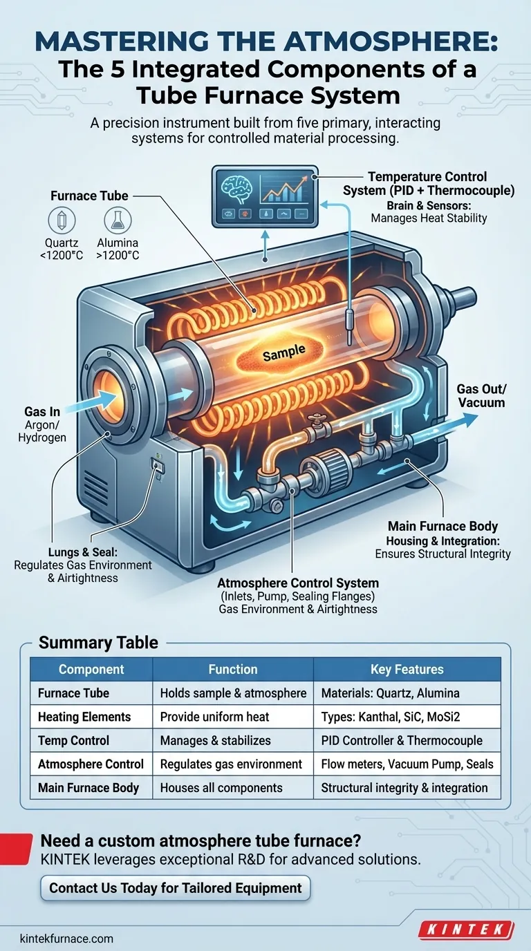 Was sind die Hauptkomponenten eines Atmosphärenrohrglühofens? Präzision in der Materialverarbeitung freischalten Visuelle Anleitung