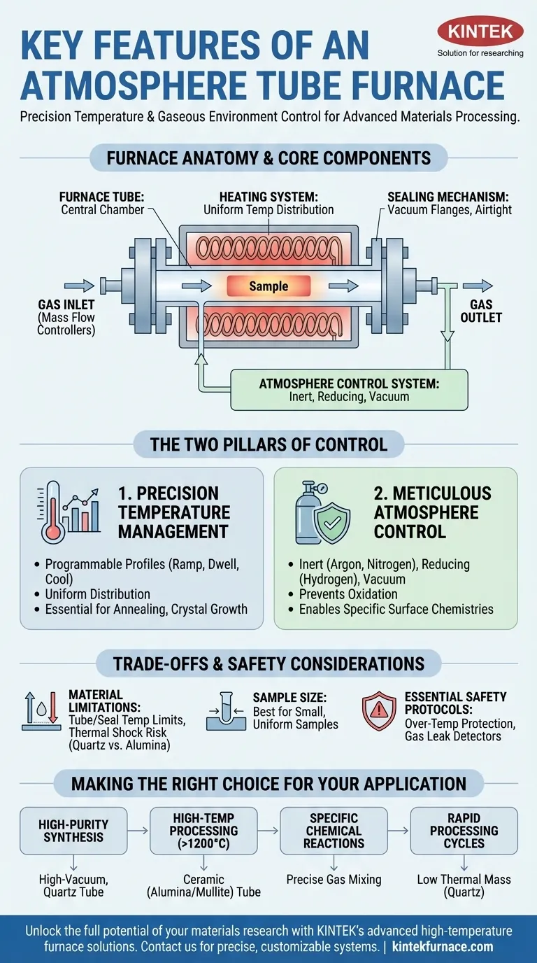 What are the key features of an atmosphere tube furnace? Unlock Precise Heat and Gas Control Visual Guide