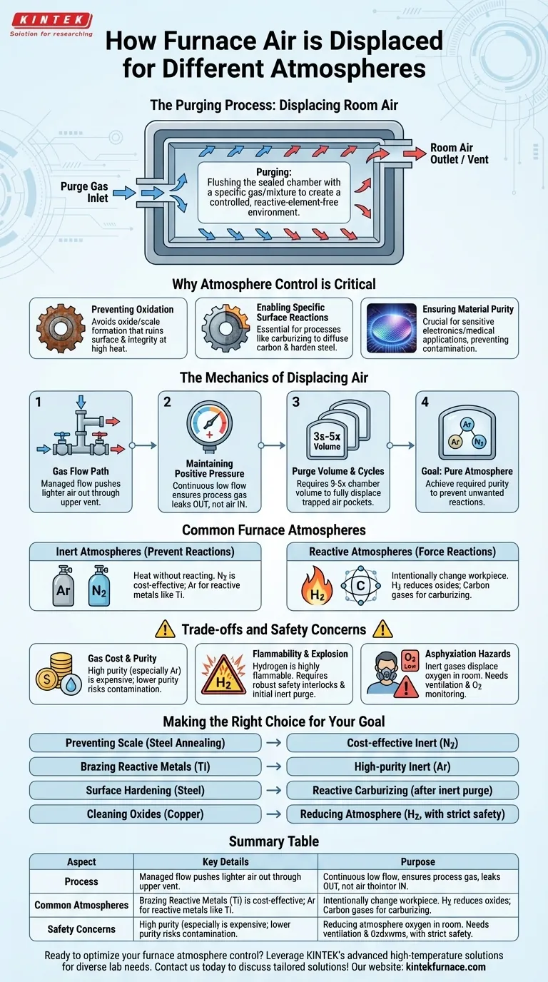 Come viene spostata l'aria ambiente in un forno per operare in diverse atmosfere? Padronanza della pulizia per un controllo preciso dei materiali Guida Visiva