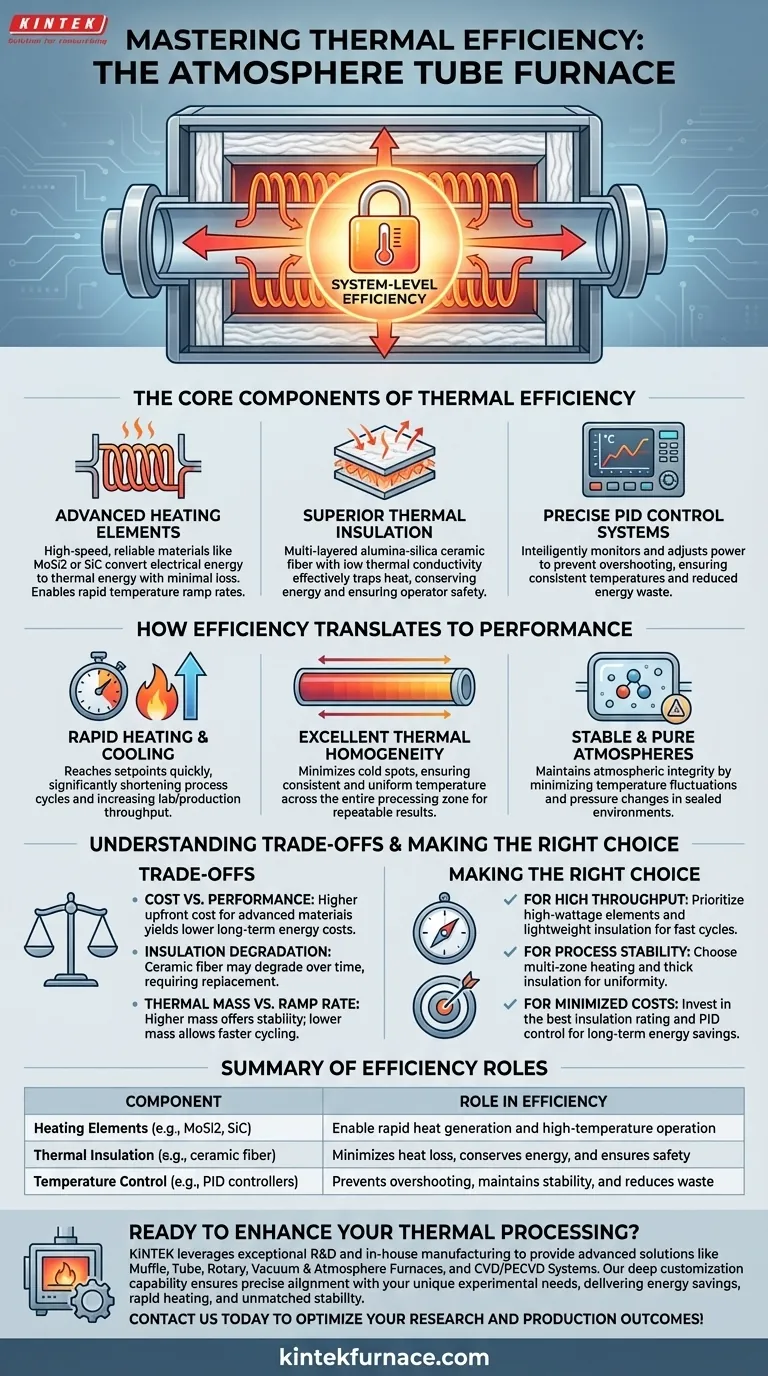 What contributes to the high heating efficiency of an atmosphere tube furnace? Unlock Fast, Stable Heating for Your Lab Visual Guide