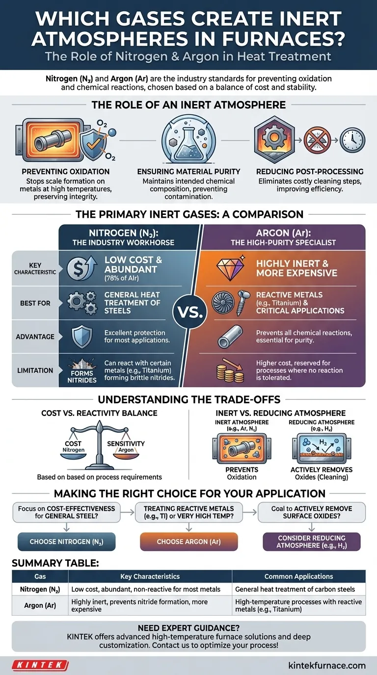 Which gases are commonly used to create inert atmospheres in furnaces? Nitrogen vs. Argon Explained Visual Guide