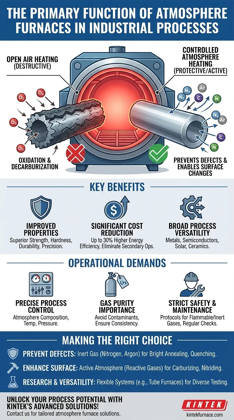 Qual é a função principal dos fornos de atmosfera em processos industriais? Aprimorar a Qualidade e Eficiência do Material Guia Visual