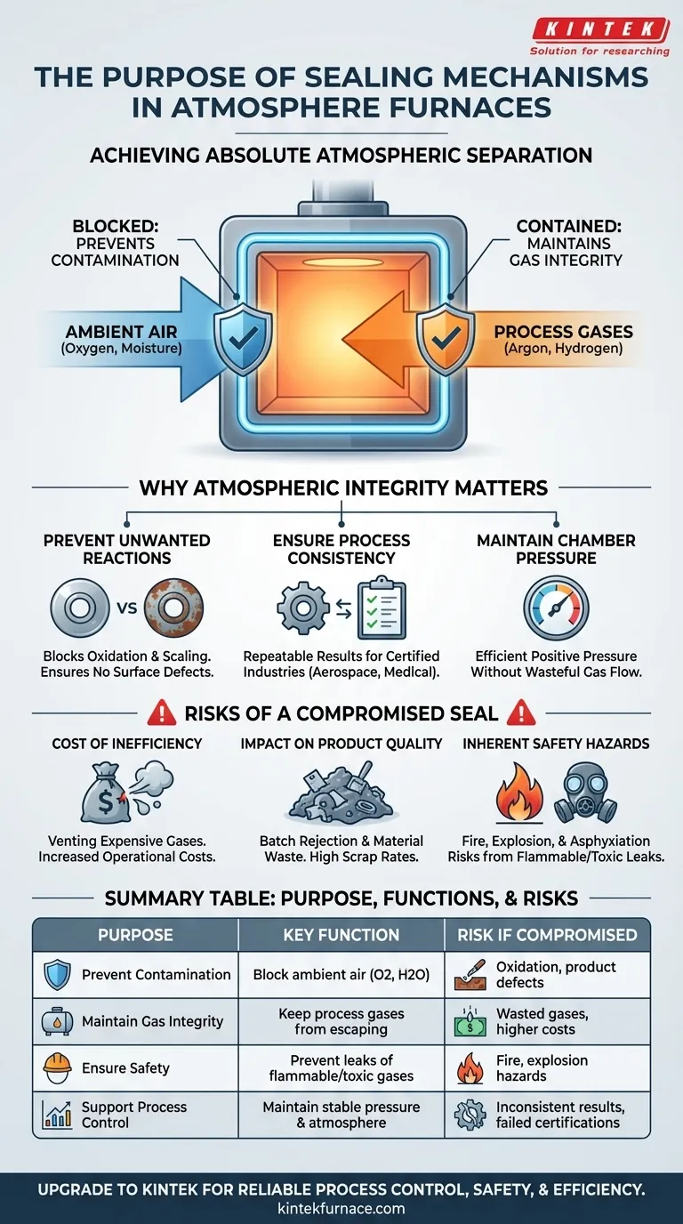 Qual é o propósito dos mecanismos de vedação em fornos de atmosfera? Assegurar a Pureza e Segurança do Processo Guia Visual