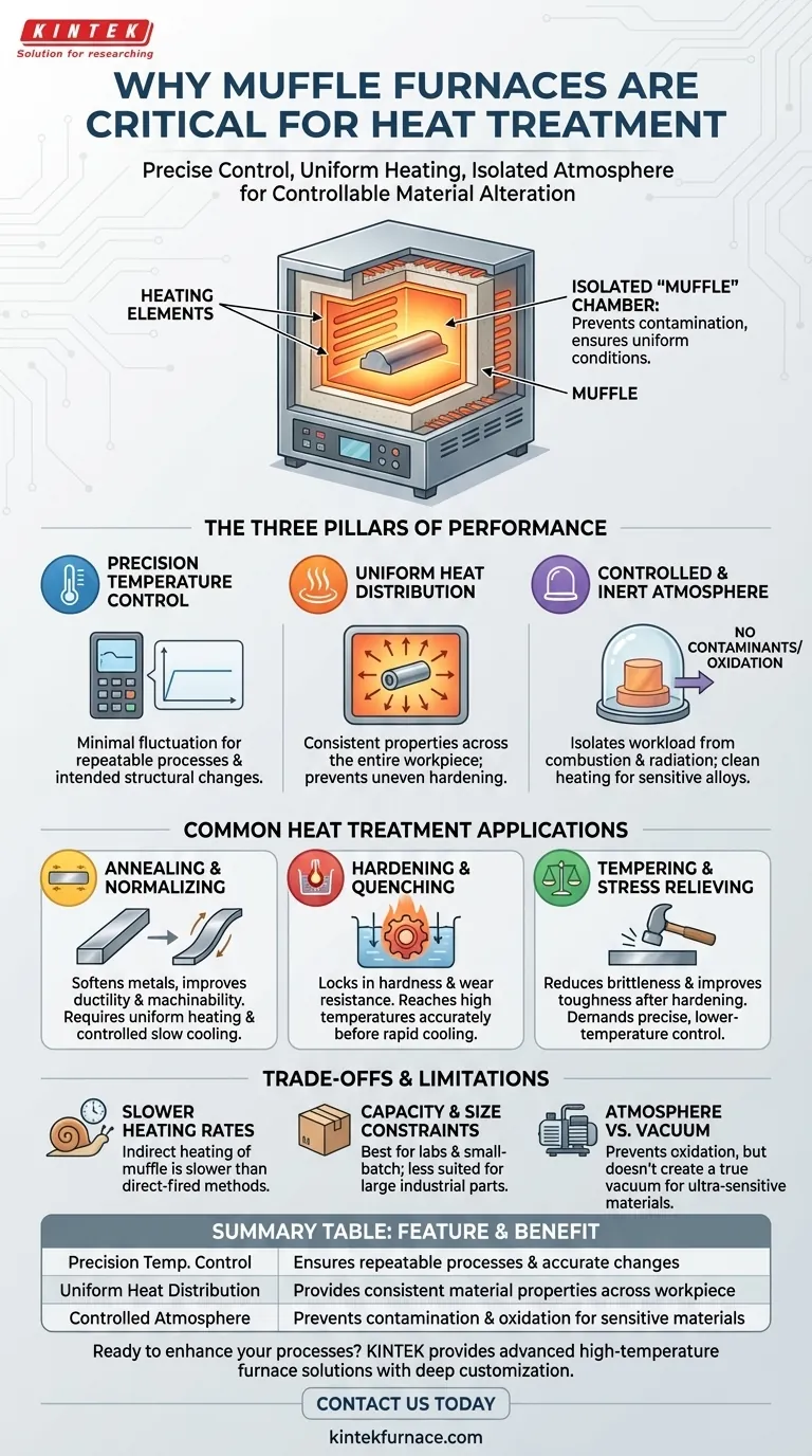 What makes muffle furnaces suitable for heat treatment processes? Achieve Precise, Uniform Heating for Your Materials Visual Guide