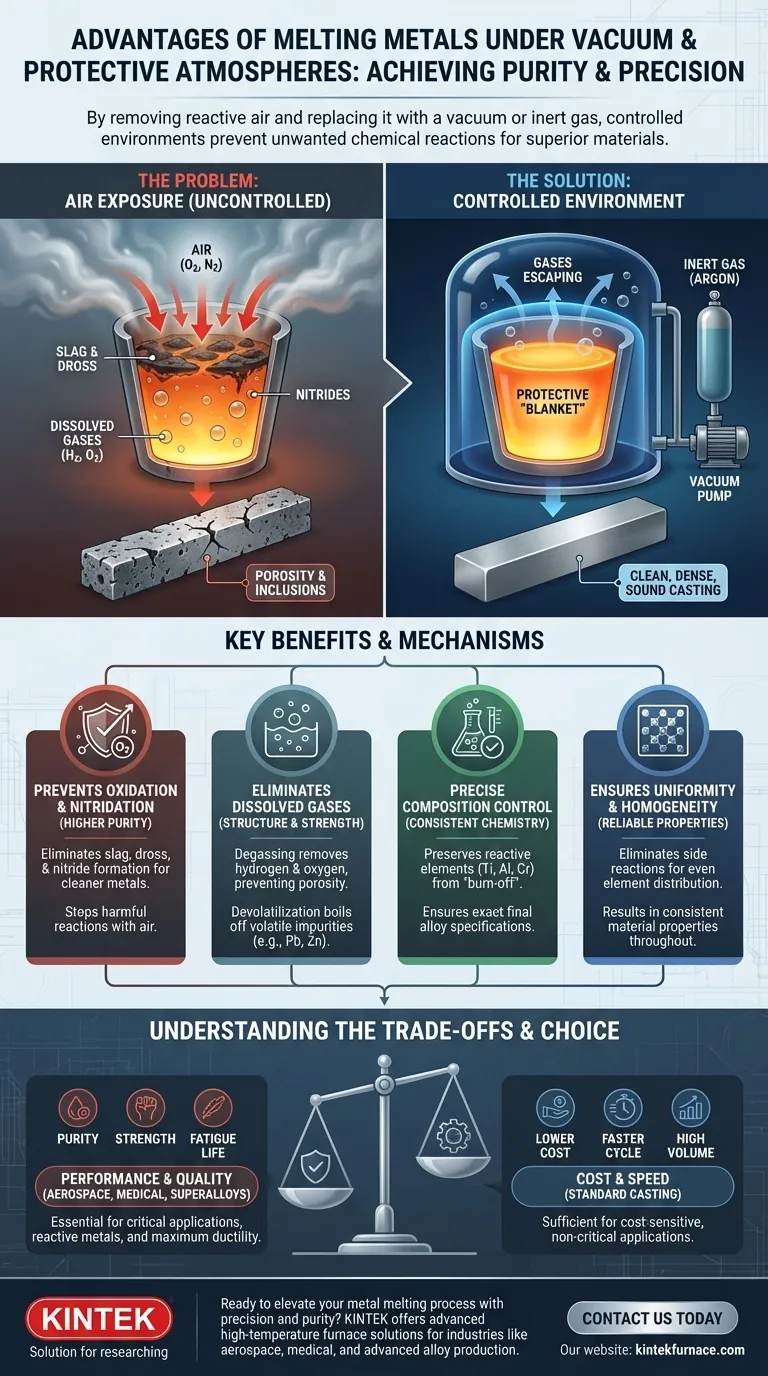 Quais são as principais vantagens de fundir metais sob vácuo ou atmosferas protetoras? Alcance Pureza e Precisão no Processamento de Metais Guia Visual
