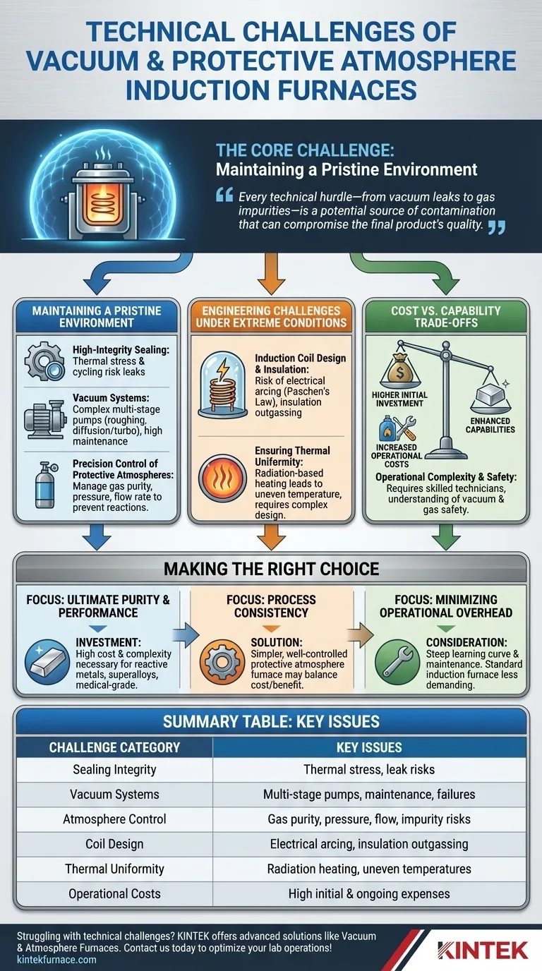 진공 또는 보호 분위기 유도 용해로와 관련된 기술적 과제는 무엇인가? 우수한 재료 순도를 위해 이를 극복하는 방법 시각적 가이드