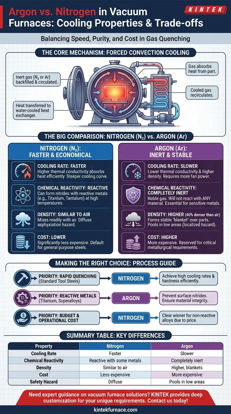 Wie unterscheiden sich die Kühleigenschaften von Argon und Stickstoff in Vakuumöfen? Vergleichen Sie Geschwindigkeit, Sicherheit und Materialeignung Visuelle Anleitung