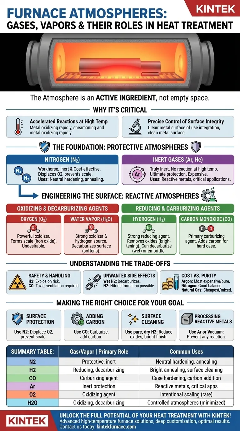 Quais são os gases e vapores comuns usados em atmosferas de fornos e seus papéis? Otimize seu Processo de Tratamento Térmico Guia Visual