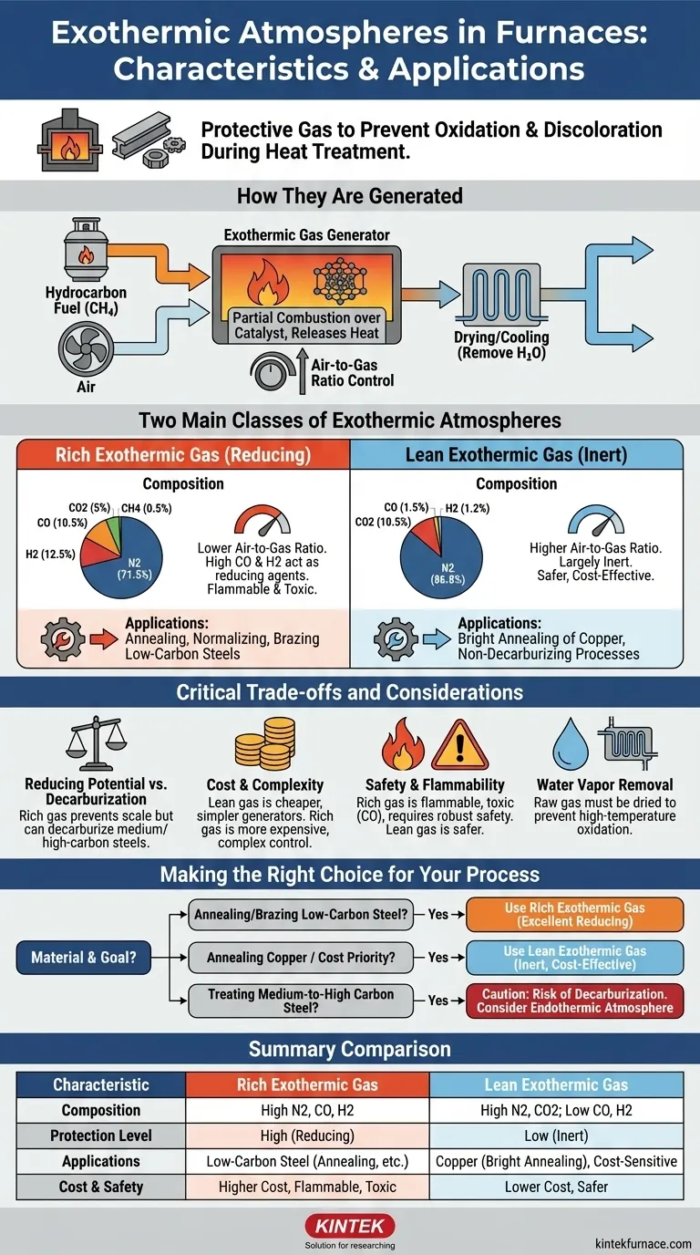 What are the characteristics and applications of exothermic atmospheres in furnaces? Optimize Metal Heat Treatment Visual Guide
