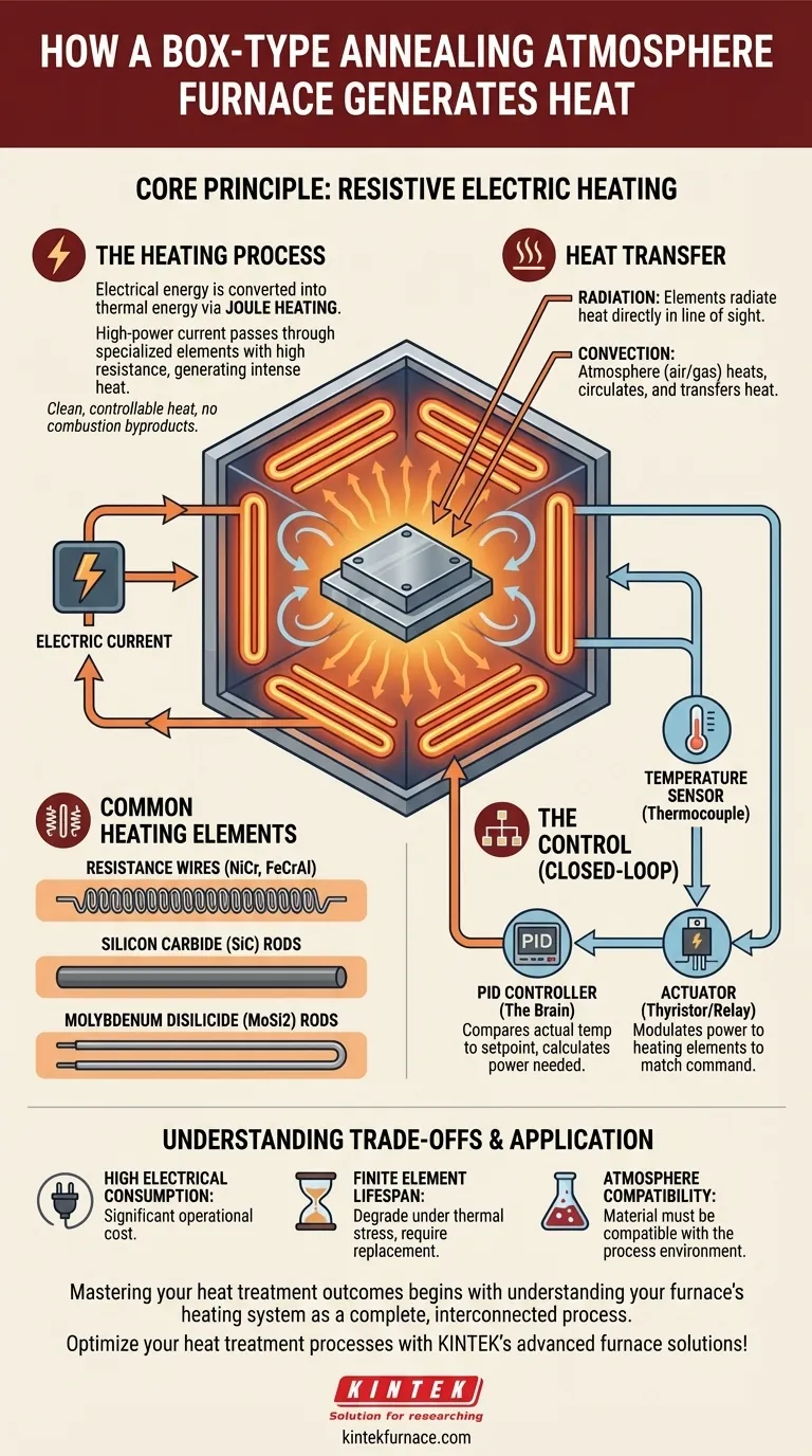 Como o forno de atmosfera de recozimento tipo caixa gera calor? Domine o Controle Preciso de Temperatura para o Seu Laboratório Guia Visual