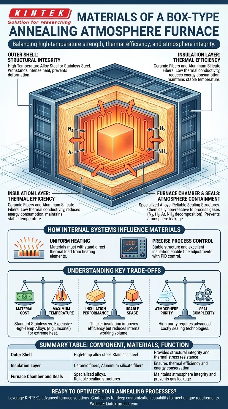 Quais materiais são utilizados na estrutura do forno de recozimento em caixa com atmosfera controlada? Descubra Soluções Duráveis e de Alta Temperatura Guia Visual