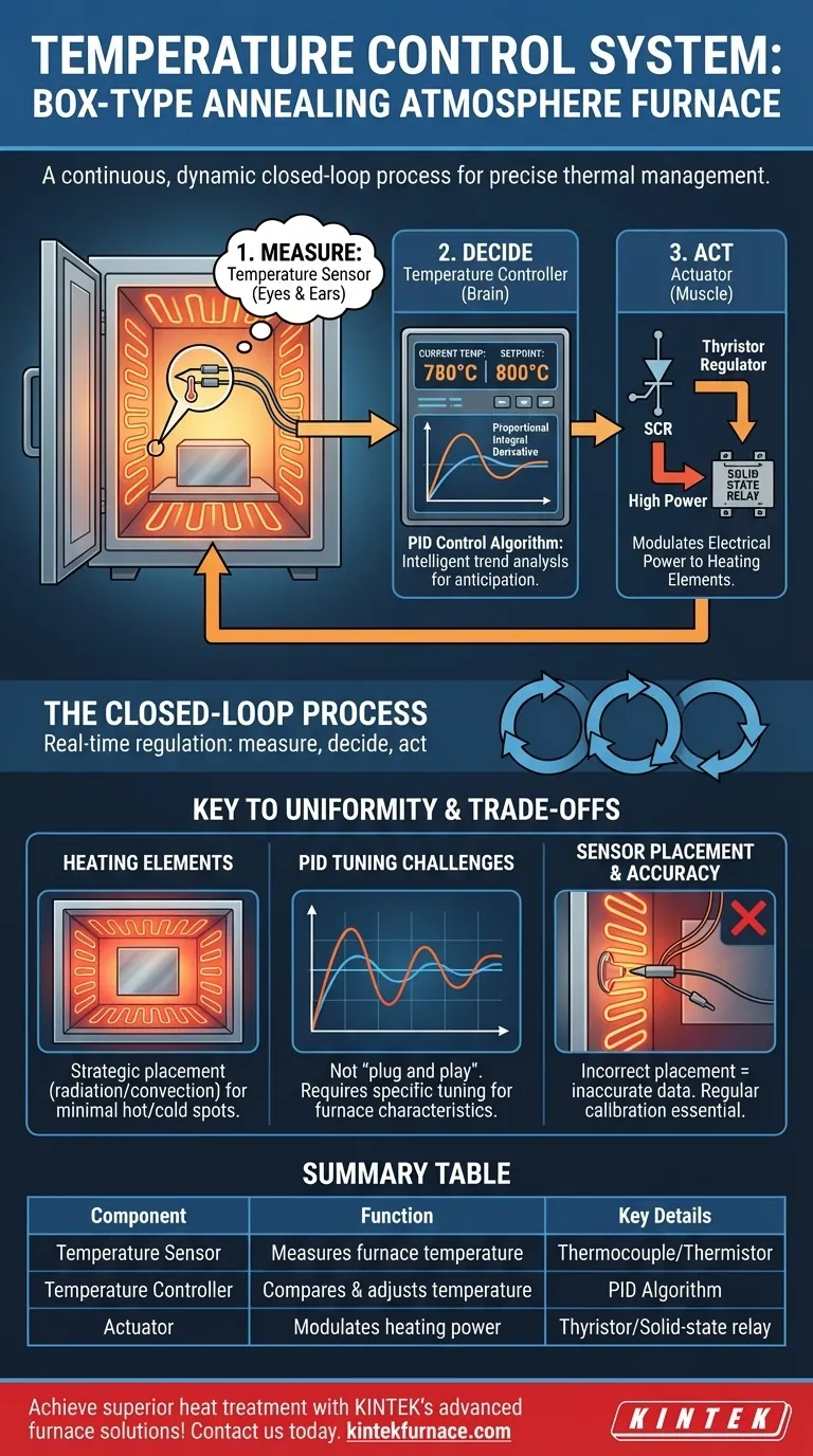 ما هي المكونات الرئيسية لنظام التحكم في درجة الحرارة في فرن التلدين الجوي من النوع الصندوقي؟ أطلق العنان للمعالجة الحرارية الدقيقة. دليل مرئي