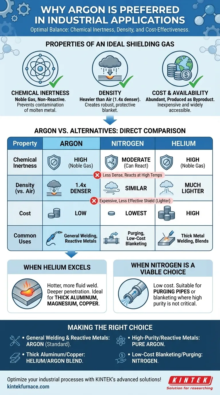 Perché il gas argon è preferito ad altri gas inerti? Scopri il suo equilibrio ottimale per l'uso industriale Guida Visiva