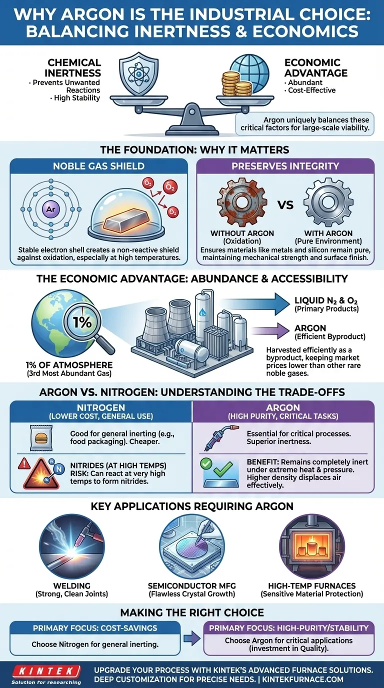 Por que o argônio é particularmente atraente para aplicações industriais? Desbloqueie Pureza e Estabilidade Econômicas Guia Visual