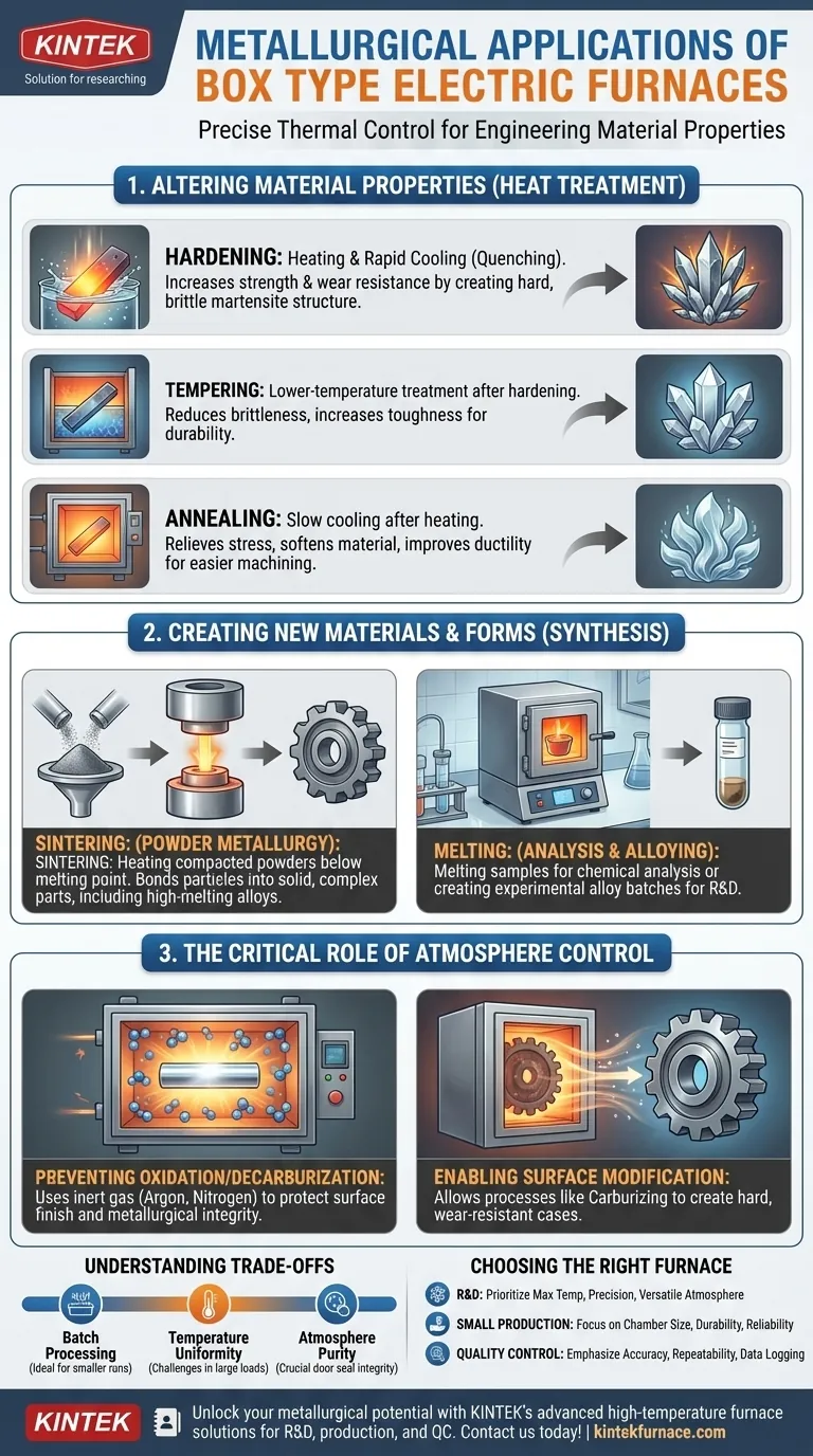 Quais são as aplicações específicas dos fornos elétricos tipo caixa na metalurgia? Essencial para Tratamento Térmico e Síntese de Materiais Guia Visual