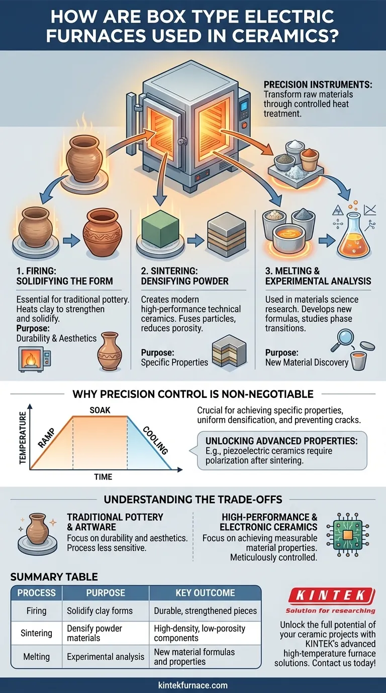 Como os fornos elétricos do tipo caixa são usados no campo da cerâmica? Desvende a Precisão na Queima e Sinterização Guia Visual