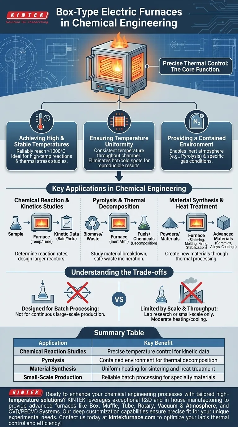 Quais são os usos dos fornos elétricos tipo caixa na engenharia química? Desbloqueie o Controle de Calor Preciso para o Seu Laboratório Guia Visual