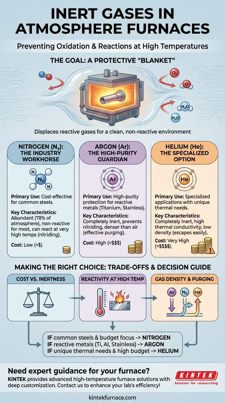 Quais são os gases inertes comumente usados em fornos de atmosfera? Otimize o Seu Processo de Tratamento Térmico Guia Visual