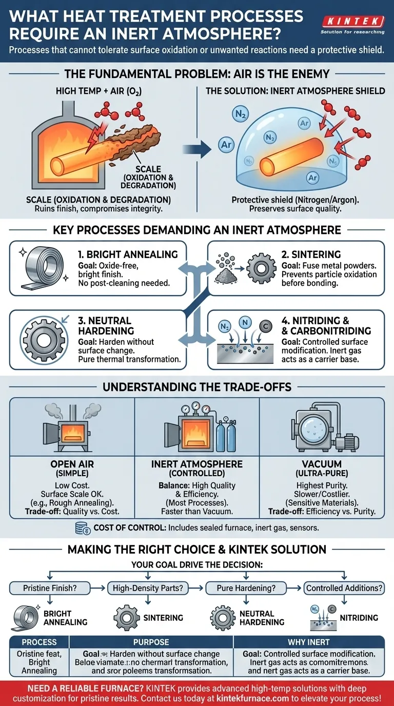 ما هي عمليات المعالجة الحرارية التي تتطلب فرنًا ذا جو خامل؟ ضمان التشطيبات النقية والتحكم الدقيق دليل مرئي