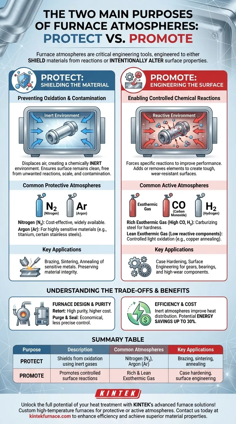 Quais são os dois principais propósitos das atmosferas de forno? Alcançar Proteção Superior do Material e Engenharia de Superfície Guia Visual