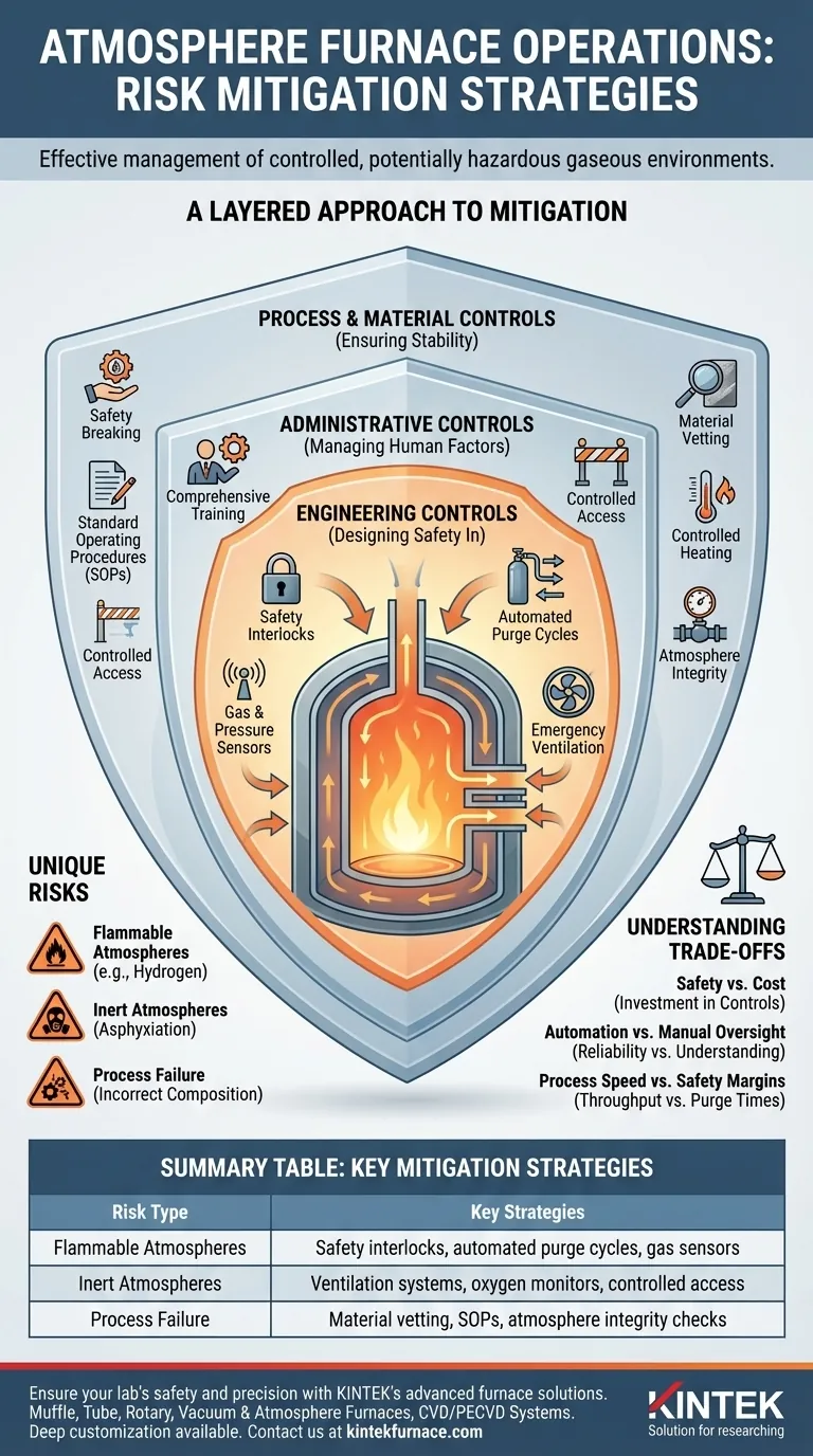Quais são algumas estratégias de mitigação de risco para operações de fornos com atmosfera controlada? Garanta Segurança e Eficiência em Seu Laboratório Guia Visual
