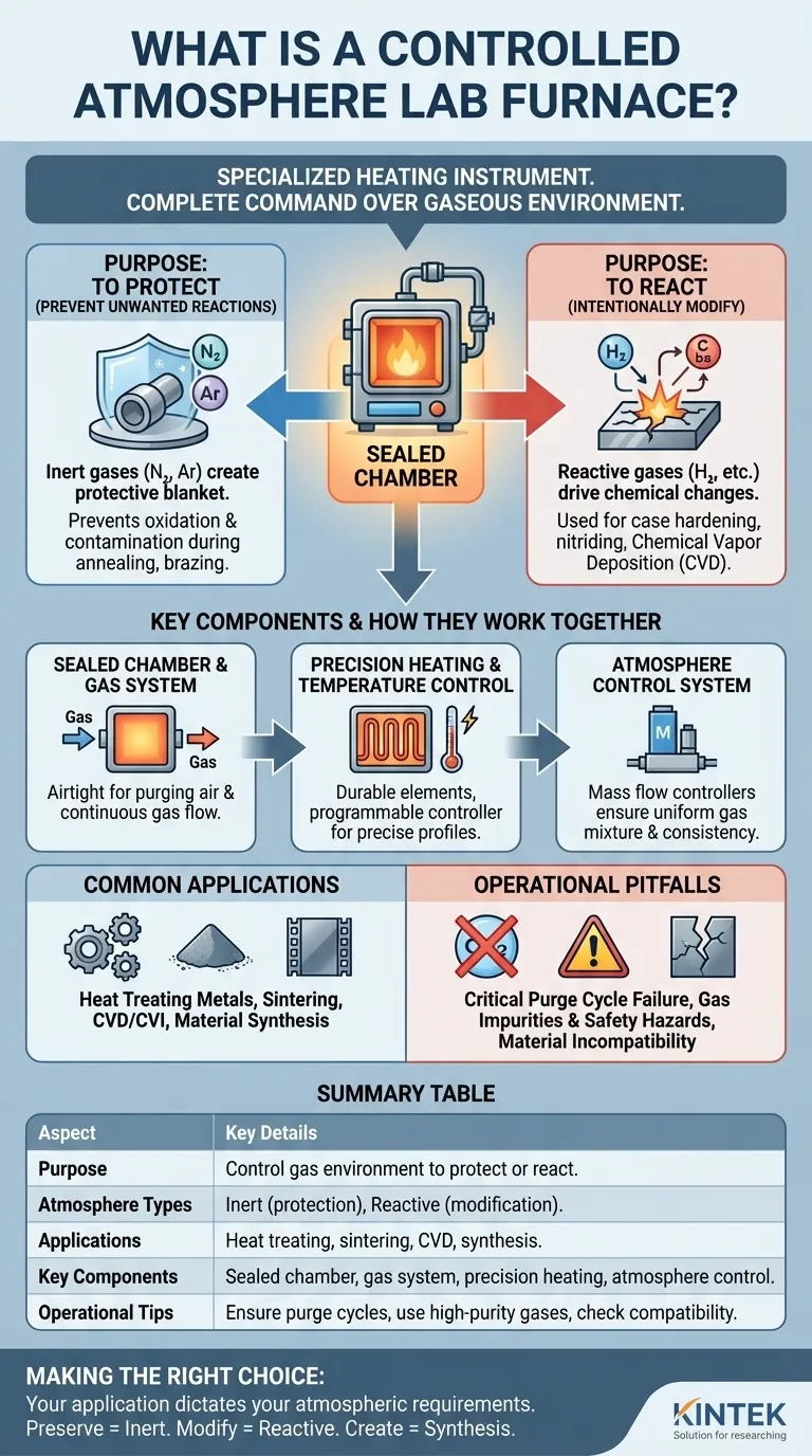 What is a controlled atmosphere lab furnace? Master Precise Material Processing and Avoid Oxidation Visual Guide