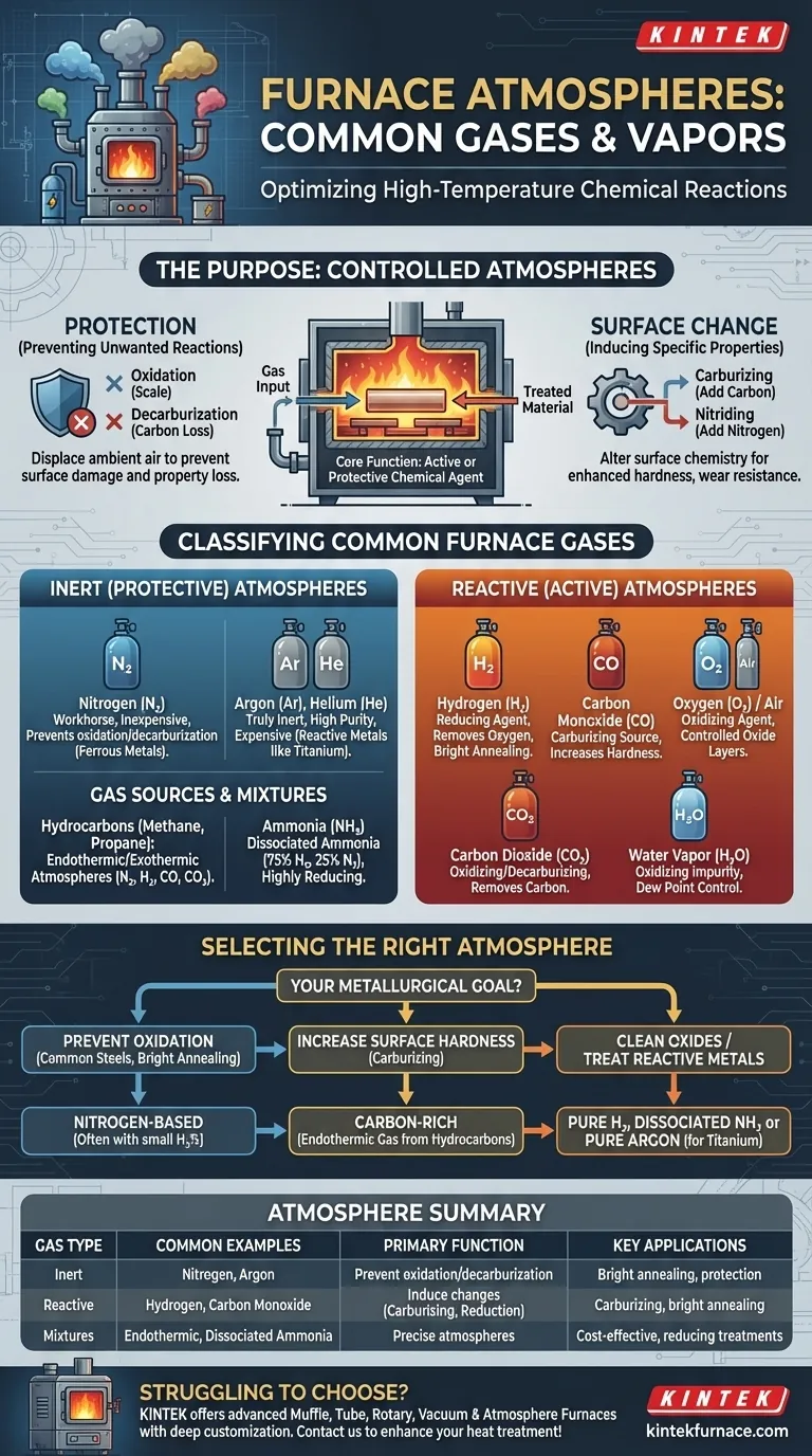 What are some common gases and vapors used in furnace atmospheres? Optimize Your Heat Treatment Process Visual Guide