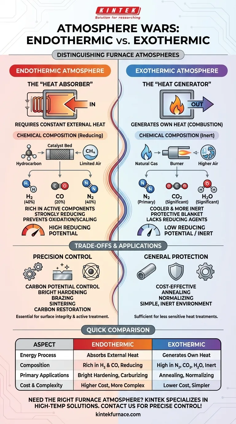 What distinguishes an endothermic atmosphere from an exothermic atmosphere? Key Differences for Heat Treatment Visual Guide