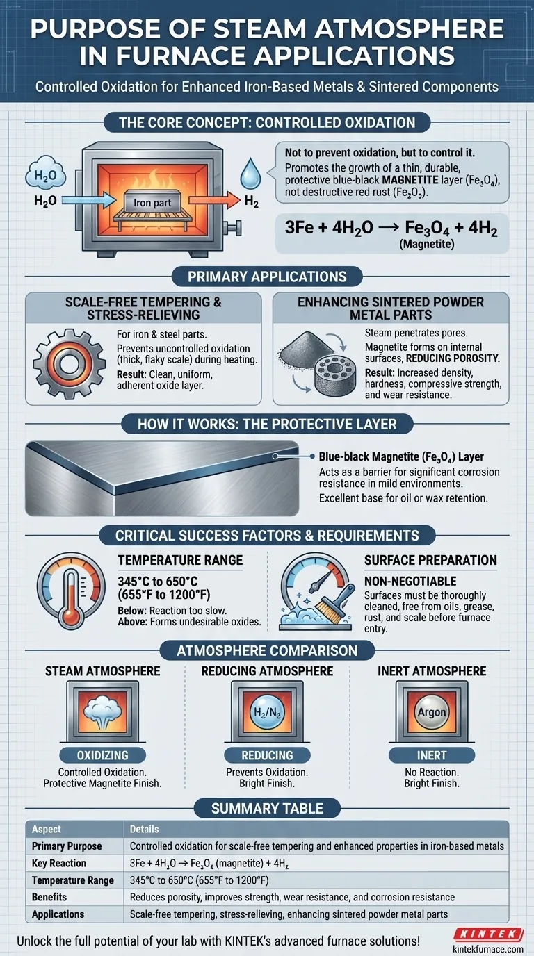 What is the purpose of steam atmosphere in furnace applications? Enhance Metal Durability with Controlled Oxidation Visual Guide