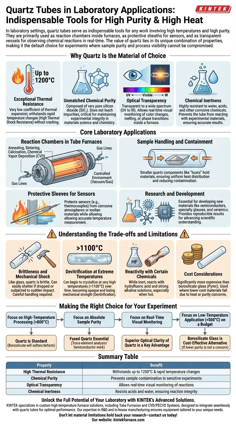 Como os tubos de quartzo são usados em aplicações laboratoriais? Essenciais para Processos de Alta Temperatura e Alta Pureza Guia Visual