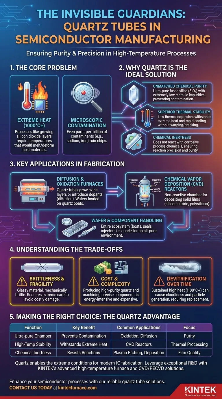 Какова роль кварцевых трубок в производстве полупроводников? Важны для чистоты и высокотемпературных процессов Визуальное руководство