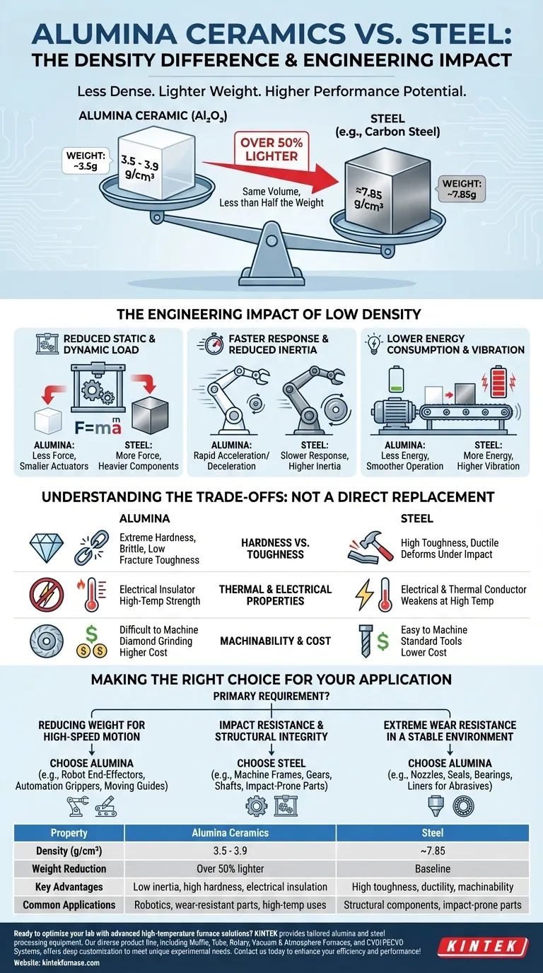 Come si confronta la densità della ceramica di allumina con l'acciaio? Scopri soluzioni materiali più leggere e ad alte prestazioni Guida Visiva