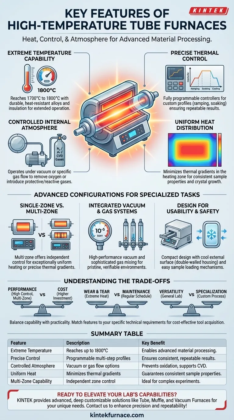 Was sind die Hauptmerkmale von Hochtemperatur-Rohröfen? Präzision für die Materialwissenschaft erschließen Visuelle Anleitung