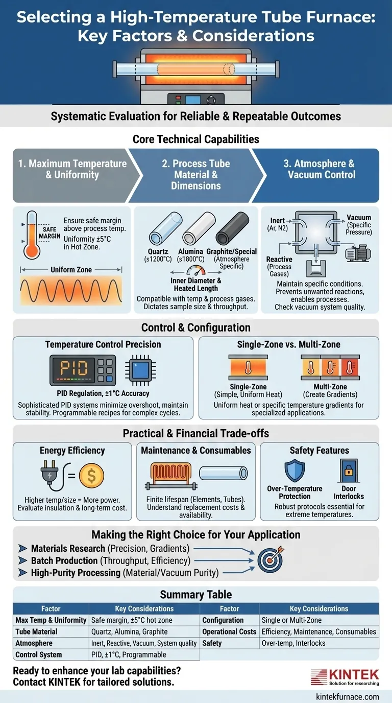 What factors should be considered when selecting a high temperature tube furnace? Ensure Precision and Reliability for Your Lab Visual Guide