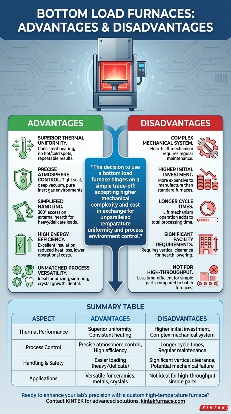 What are the advantages and disadvantages of bottom load furnaces? Unlock Superior Thermal Uniformity and Control Visual Guide