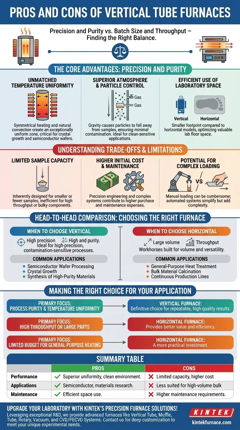 Was sind die Vor- und Nachteile von vertikalen Rohröfen? Präzision vs. Kapazität für Ihr Labor Visuelle Anleitung