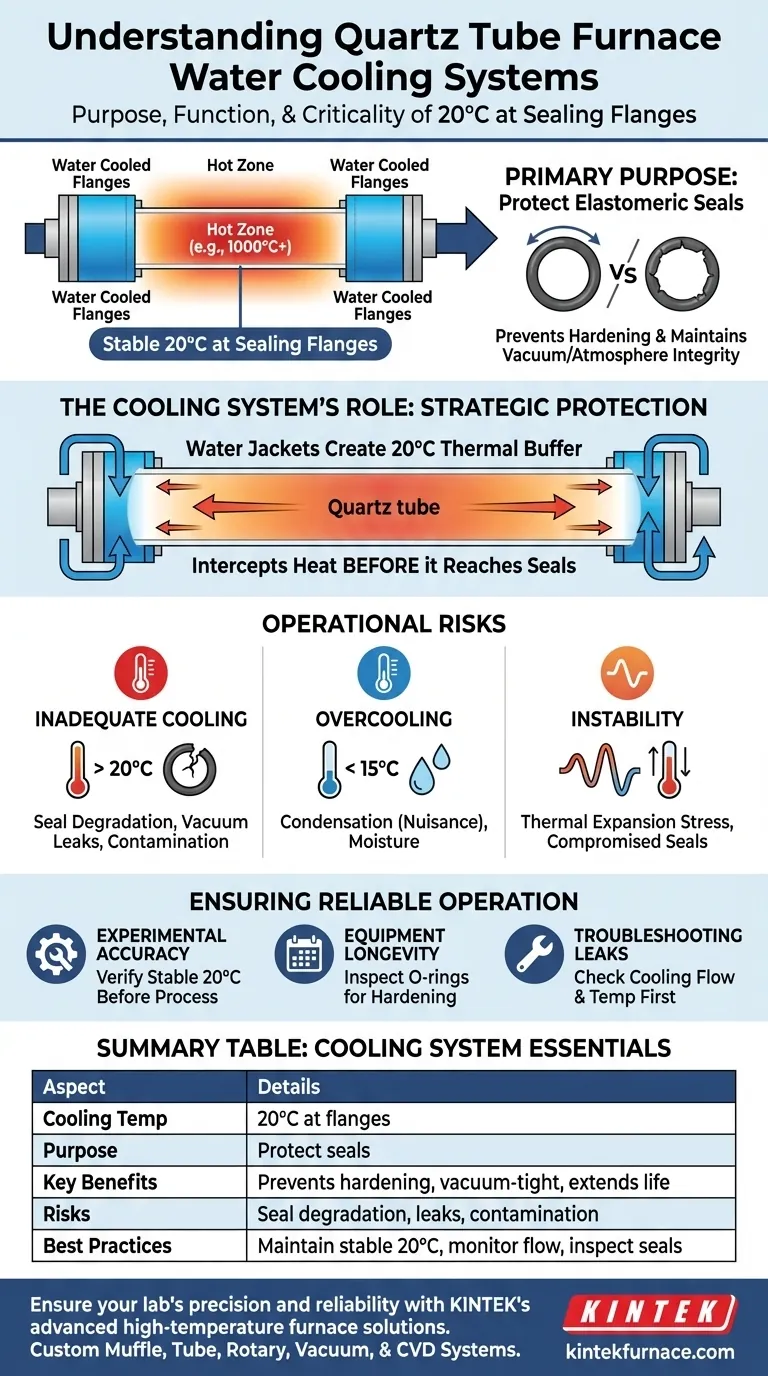 What temperature is maintained by the water cooling system in Quartz Tube Furnaces? Ensure Seal Integrity at 20°C Visual Guide