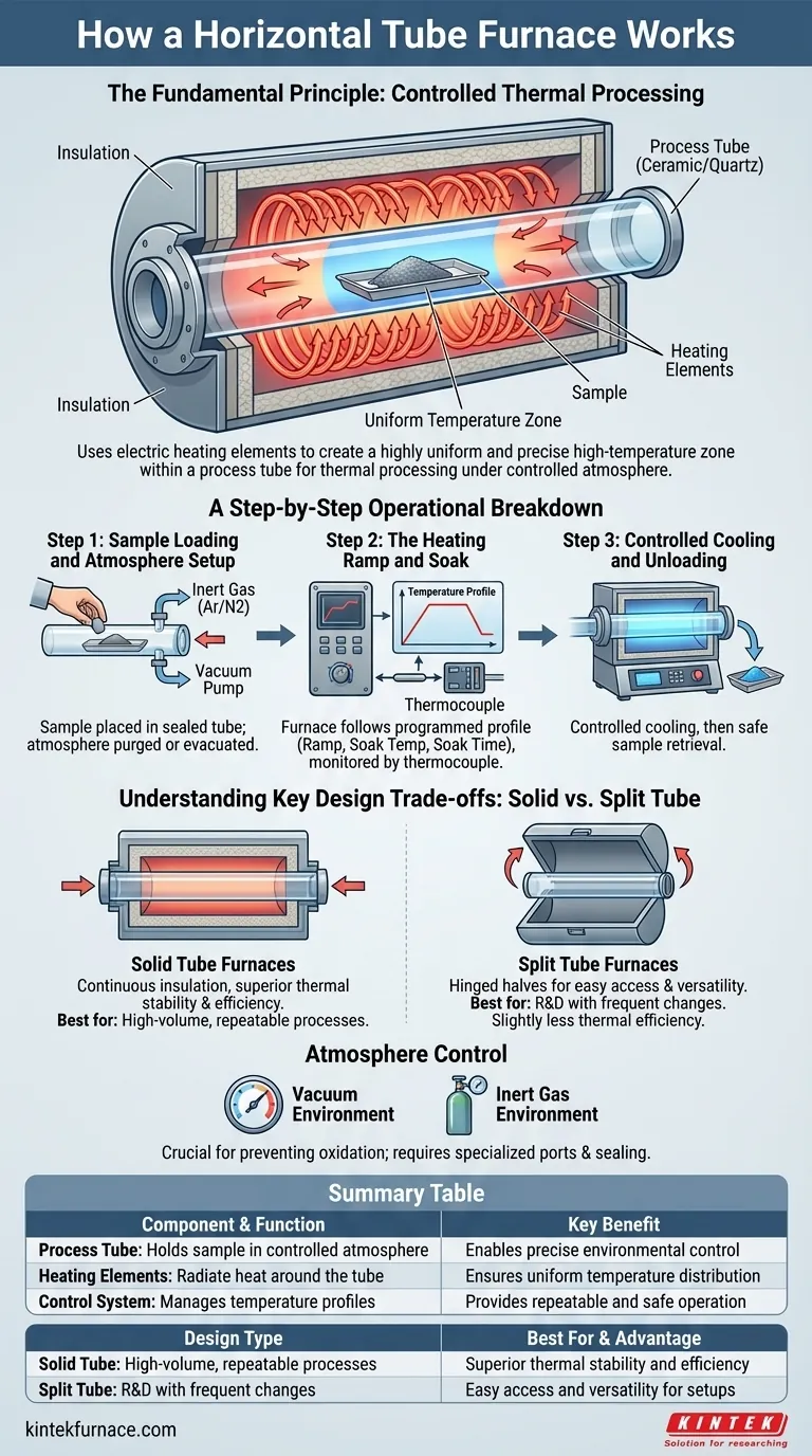 How does a horizontal tube furnace work? Master Precise Thermal Processing for Your Lab Visual Guide