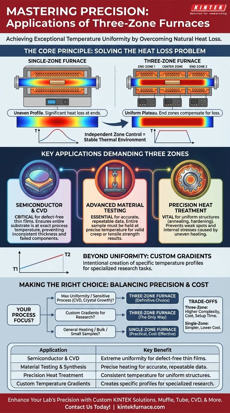 Was sind die häufigsten Anwendungen von Dreizonenöfen? Präzise thermische Kontrolle für empfindliche Prozesse erreichen Visuelle Anleitung