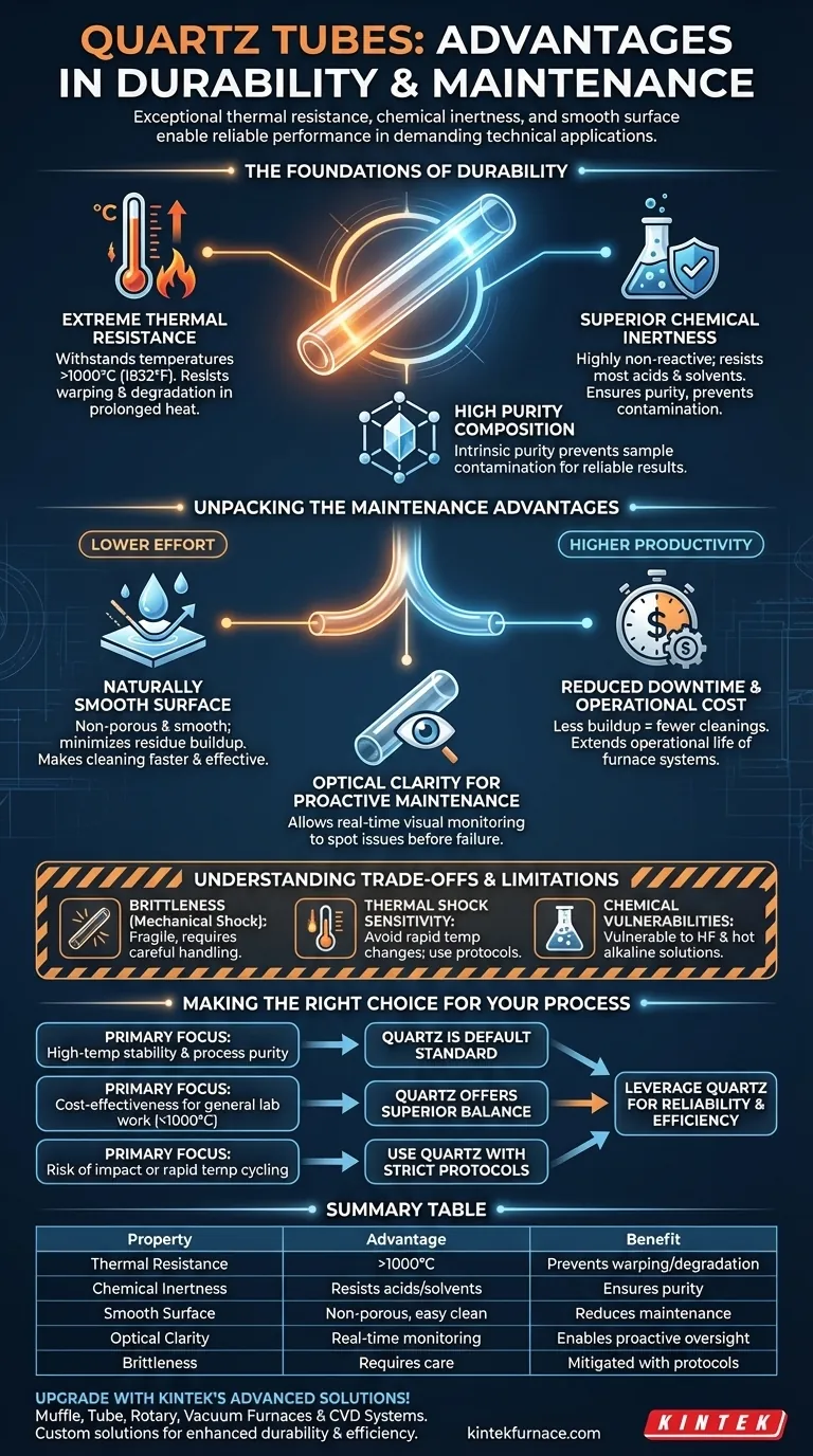 Quali sono i vantaggi dei tubi in quarzo in termini di durata e manutenzione? Migliora l'efficienza del laboratorio con soluzioni a bassa manutenzione Guida Visiva
