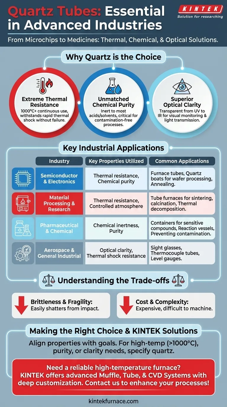 في أي الصناعات تُستخدم أنابيب الكوارتز بشكل شائع؟ ضرورية للعمليات عالية التقنية والنظيفة دليل مرئي