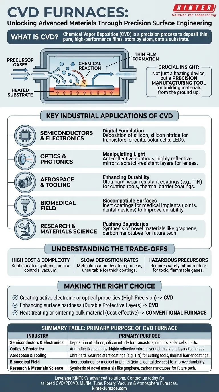 CVD炉はどのような業界で、どのような目的で一般的に使用されていますか？精密コーティングソリューションをご覧ください ビジュアルガイド