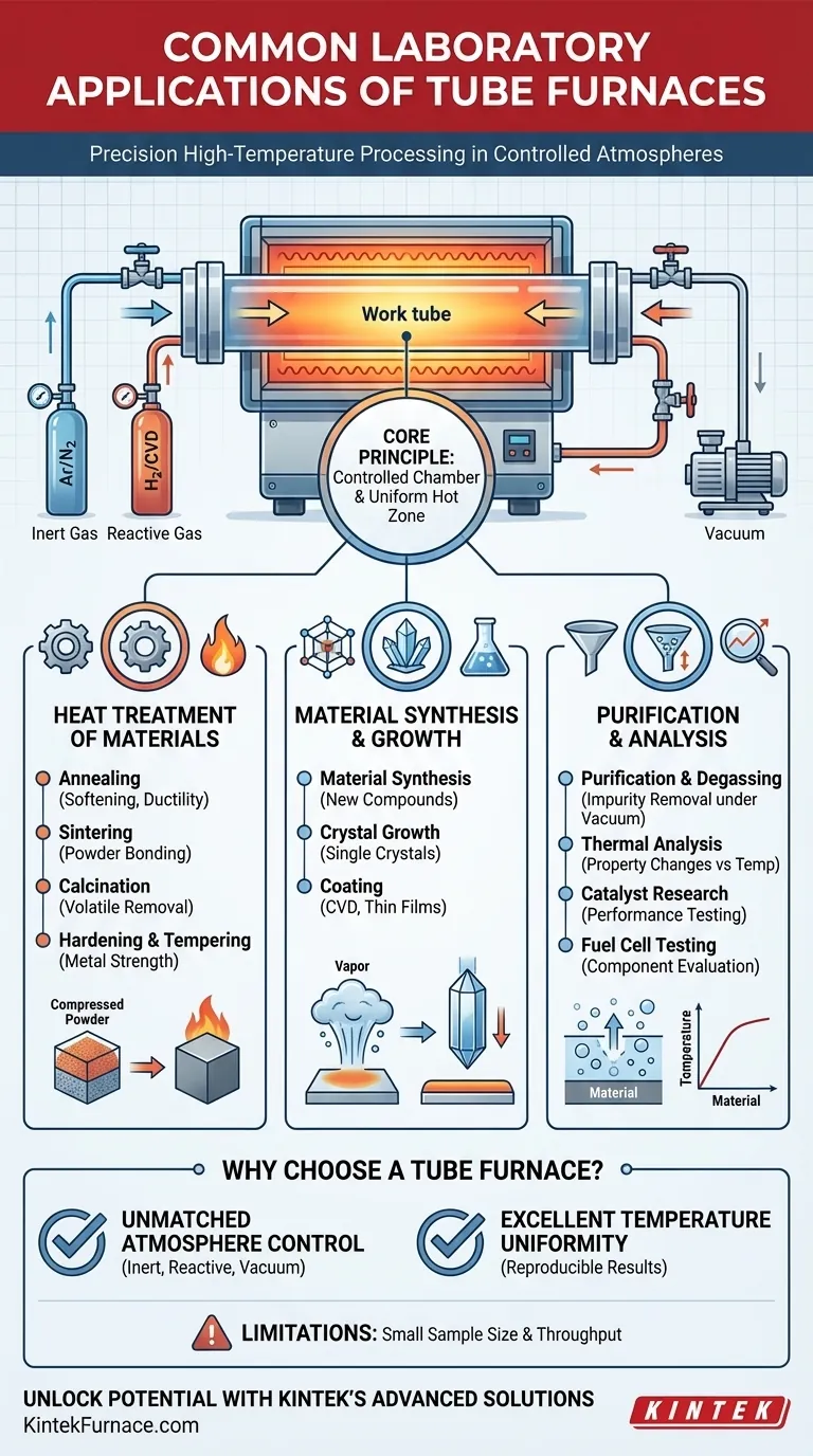 ما هي التطبيقات الشائعة للأفران الأنبوبية في المختبرات؟ اكتشف حلولًا متعددة الاستخدامات لدرجات الحرارة العالية دليل مرئي