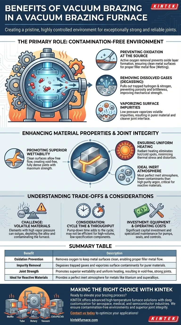 Quali vantaggi offre il vuoto in un forno per brasatura sottovuoto? Ottenere giunti più robusti e puliti con precisione Guida Visiva