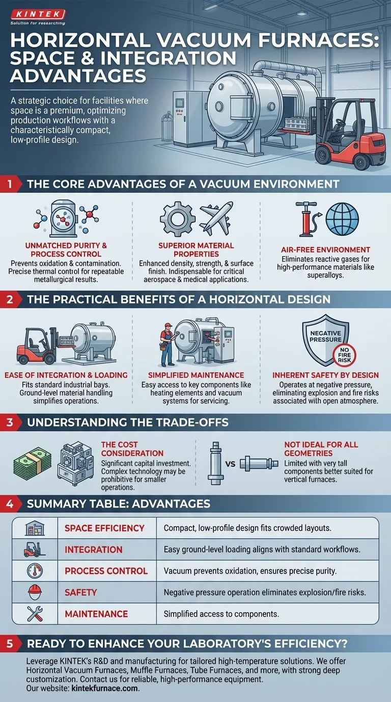 Quais são as vantagens dos fornos a vácuo horizontais em termos de espaço e integração? Otimize o layout e a eficiência do seu laboratório Guia Visual