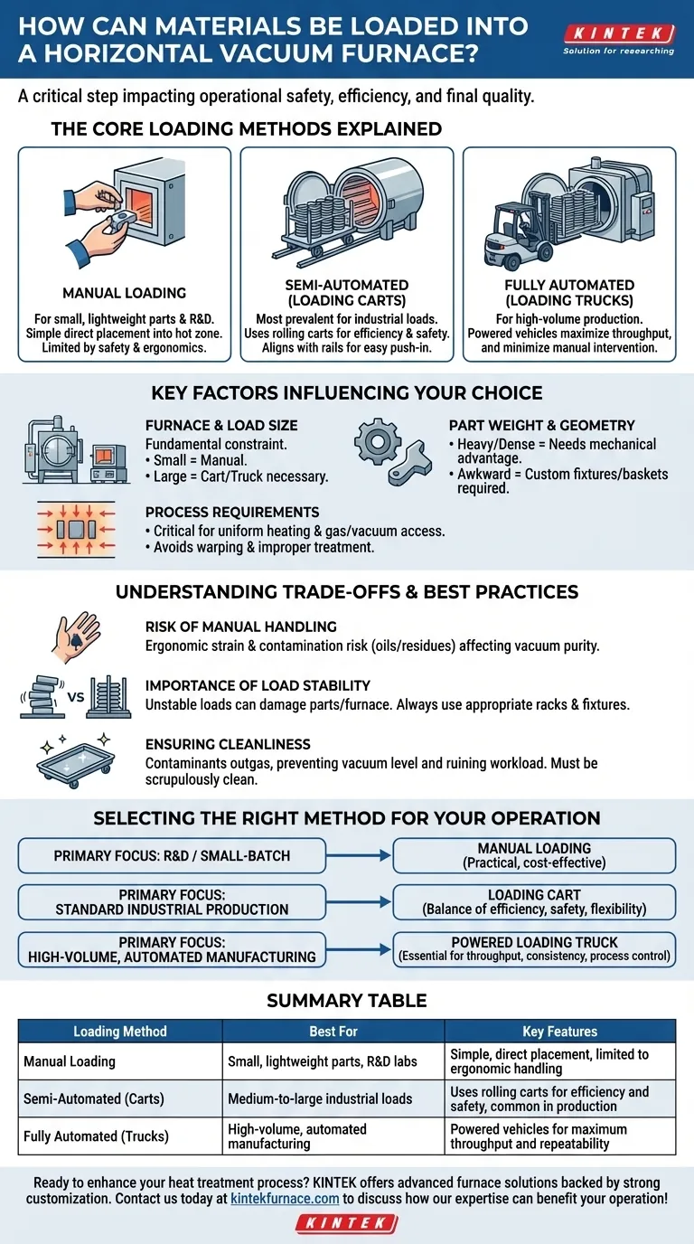 Como os materiais podem ser carregados em um forno a vácuo horizontal? Otimize seu processo de tratamento térmico Guia Visual