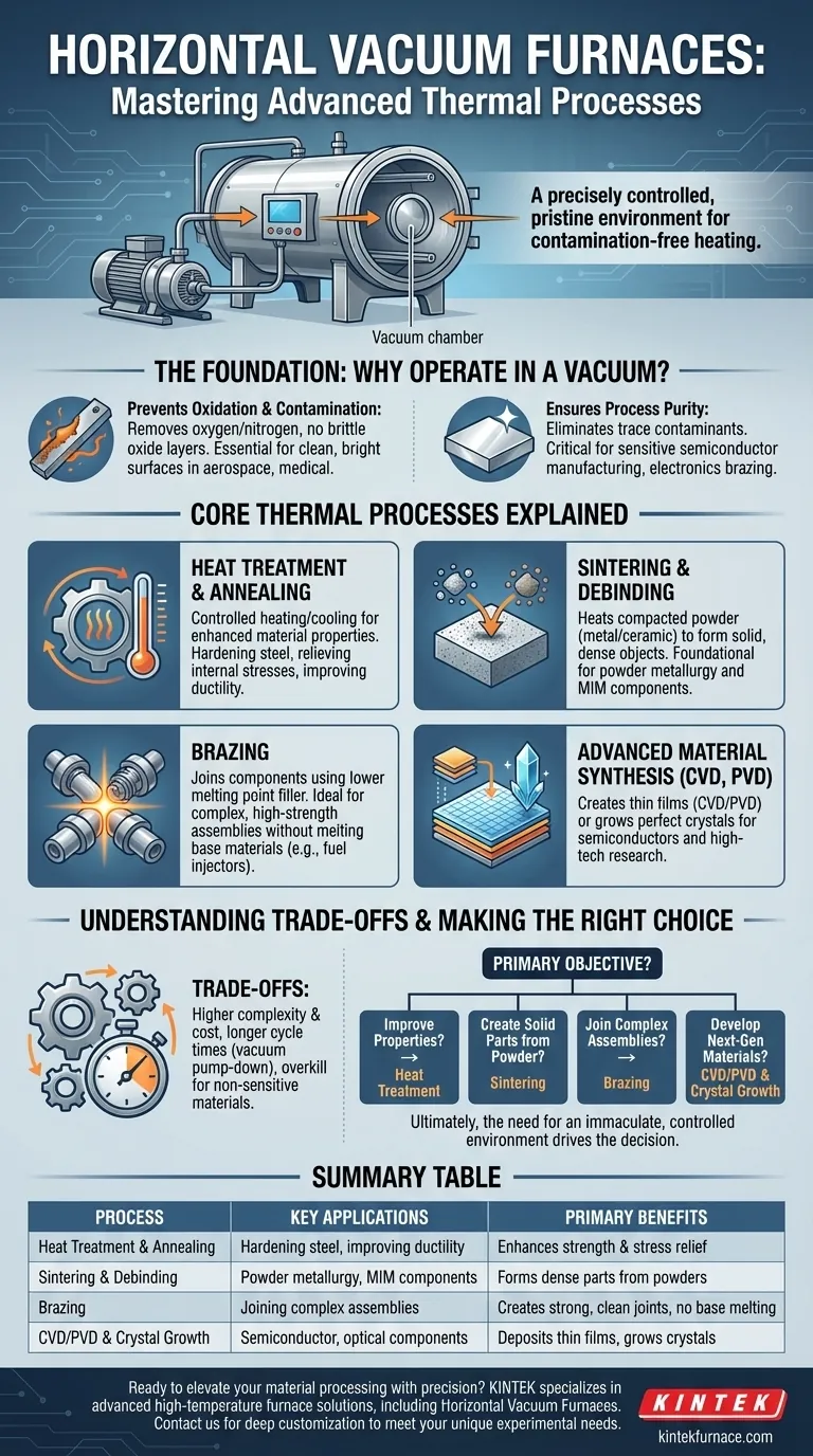 Per quali processi possono essere utilizzate le fornaci a vuoto orizzontali? Sblocca applicazioni termiche versatili Guida Visiva