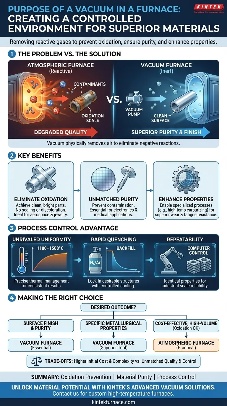 Quel est l'objectif de l'utilisation d'un vide dans un four ? Empêcher l'oxydation et obtenir une pureté matérielle supérieure Guide Visuel